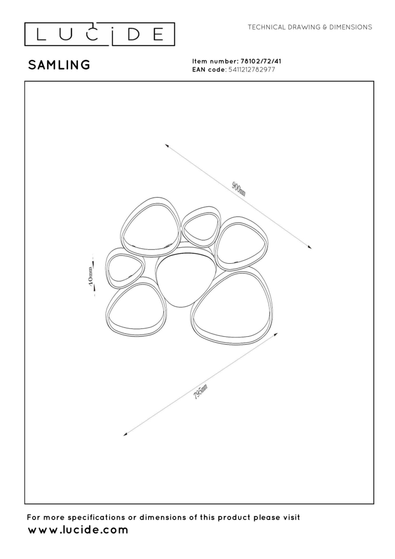 Lucide SAMLING - Flush ceiling light - LED Dim. - CCT - 1x72W 2700K/4000K - Taupe